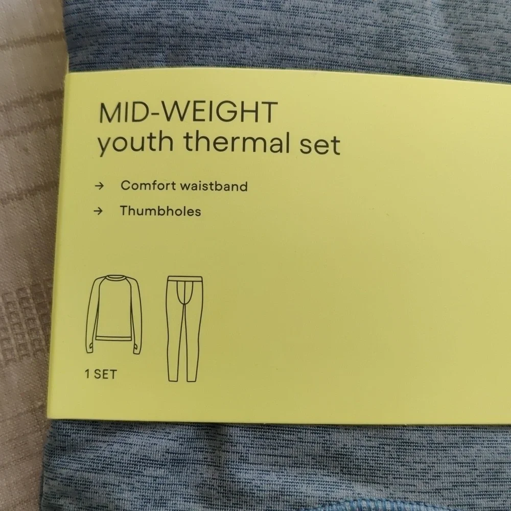 New!MID WEIGHT YOUTH THERMAL SET COMFORT WAISTBAND THERMAL SET 2 PCS  HeatheGRAY